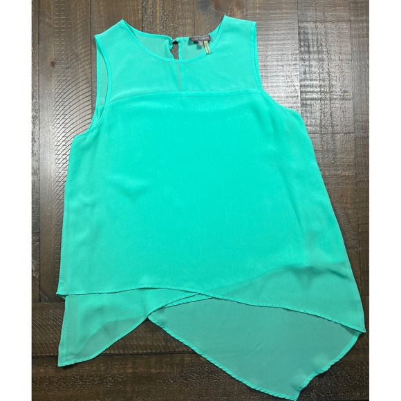 Vince Camuto Sheer Asymmetrical Tanks, Yellow and Turquoise, Size M, Lot of 2 - Picture 3 of 13